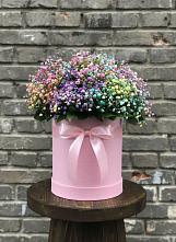 Цветочная композиция из Гипсофила и Розы в шляпной коробке #REPLACE_PRED# Льялово