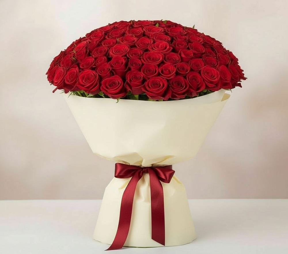 Букет 101 Красная роза Милано в Льялово