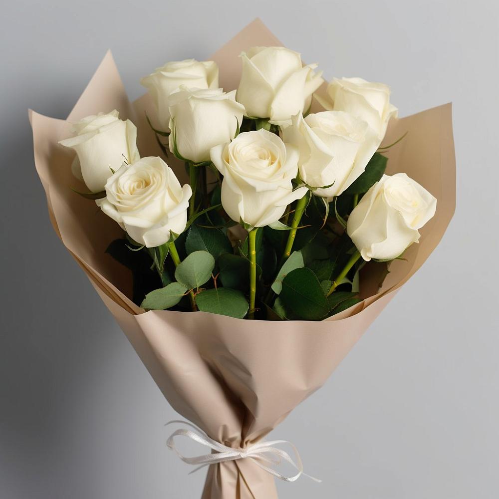 Букет 9 Белых роз Эдлесс Лав в Льялово