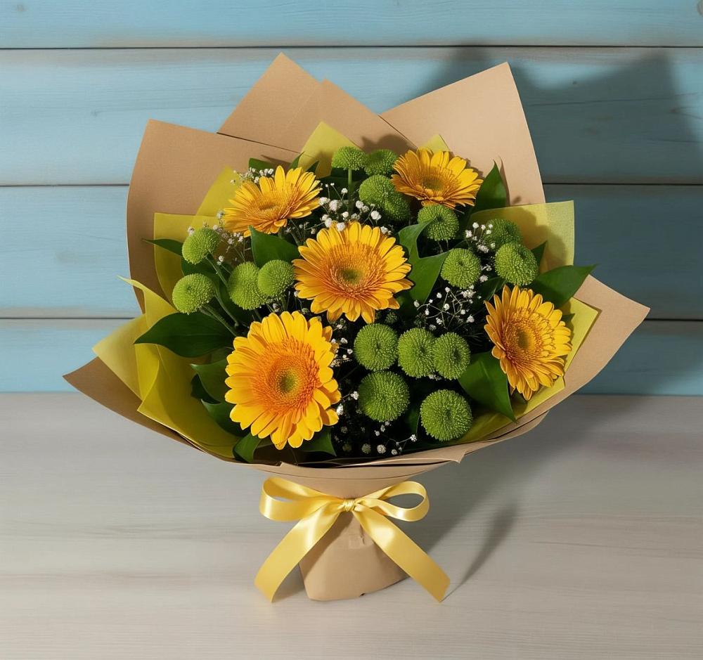 Букет цветов из: Герберы и Хризантемы в Льялово