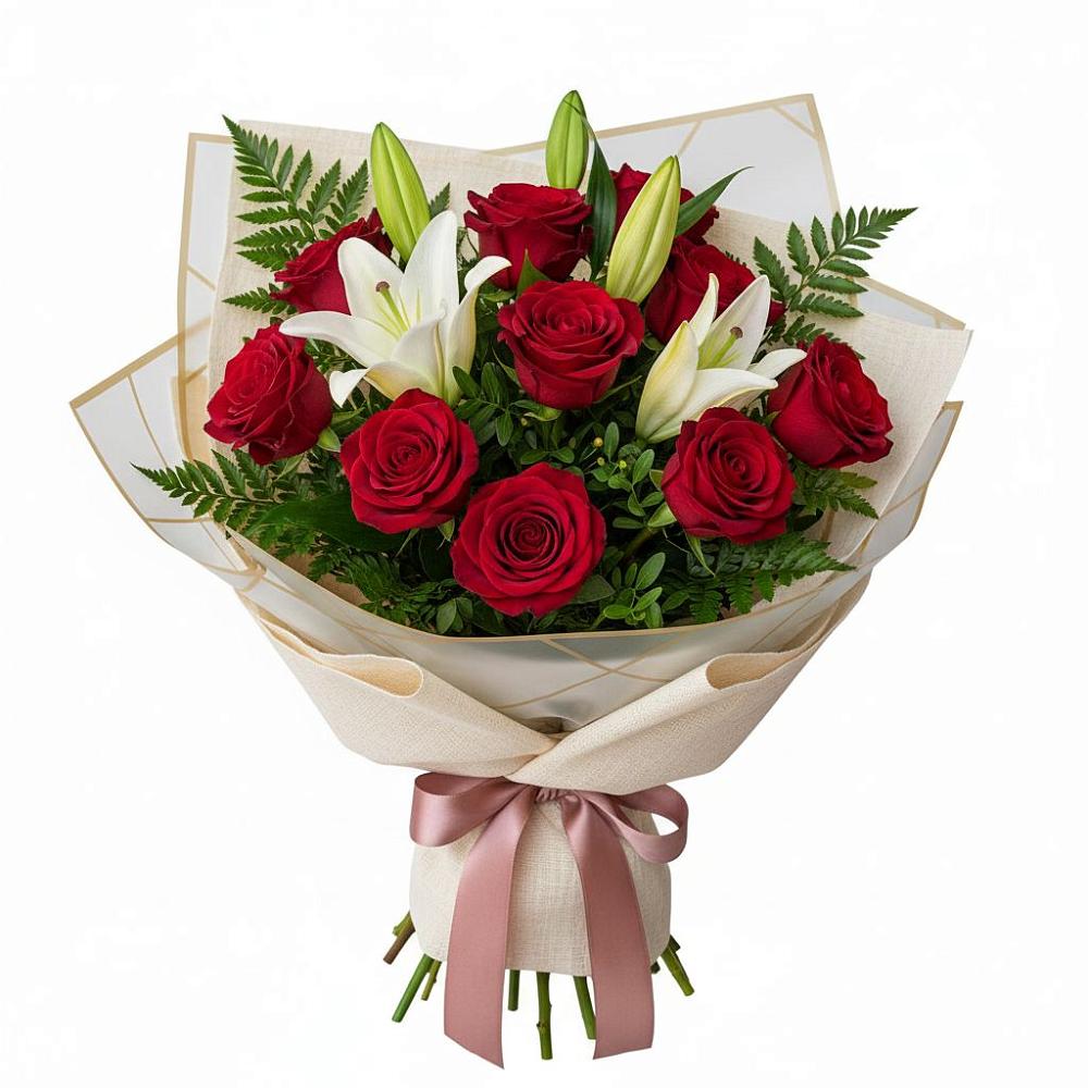 Букет цветов из: Лилии и Розы в Льялово