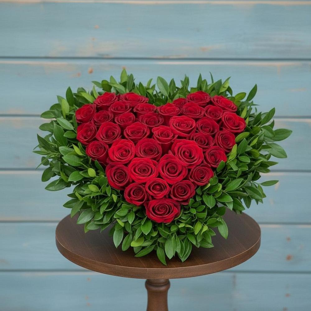 Цветочная композиция из Розы в виде сердца в Льялово