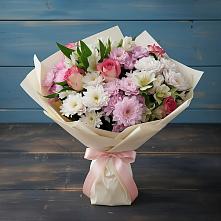 Букет цветов из:  Хризантемы, Альстромерии и Розы #REPLACE_PRED# Льялово