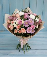 Букет цветов из:  Хризантемы, Розы и Альстромерии в Льялово