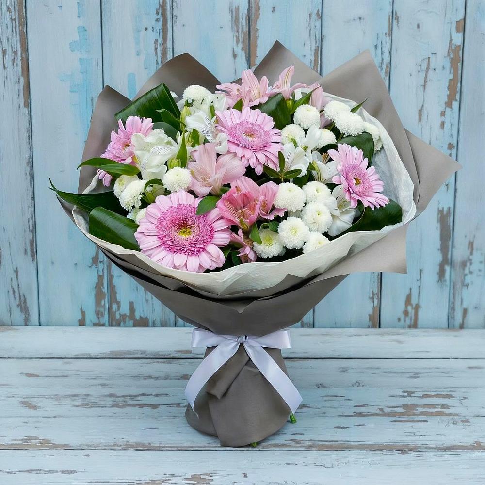 Букет цветов из: Герберы, Альстромерии и Хризантемы в Льялово