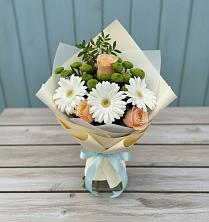 Букет цветов из:  Герберы, Розы и Хризантемы в Льялово